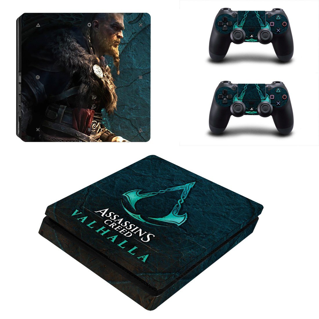 Assassin's Creed Valhalla decal skin for PS4 Slim Console & Controllers
