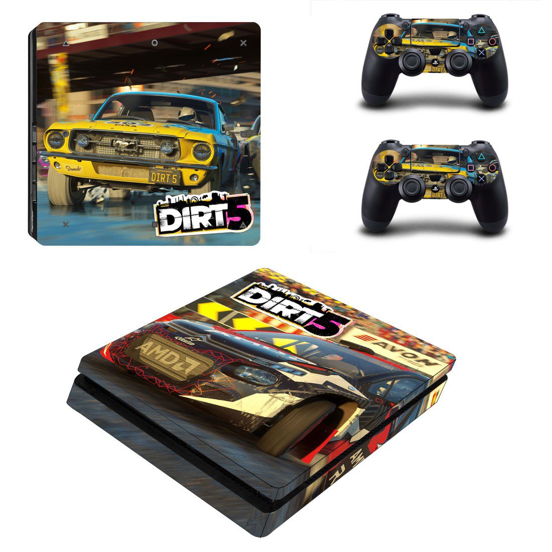 Dirt 5 decal skin for PS4 Slim Console & Controllers
