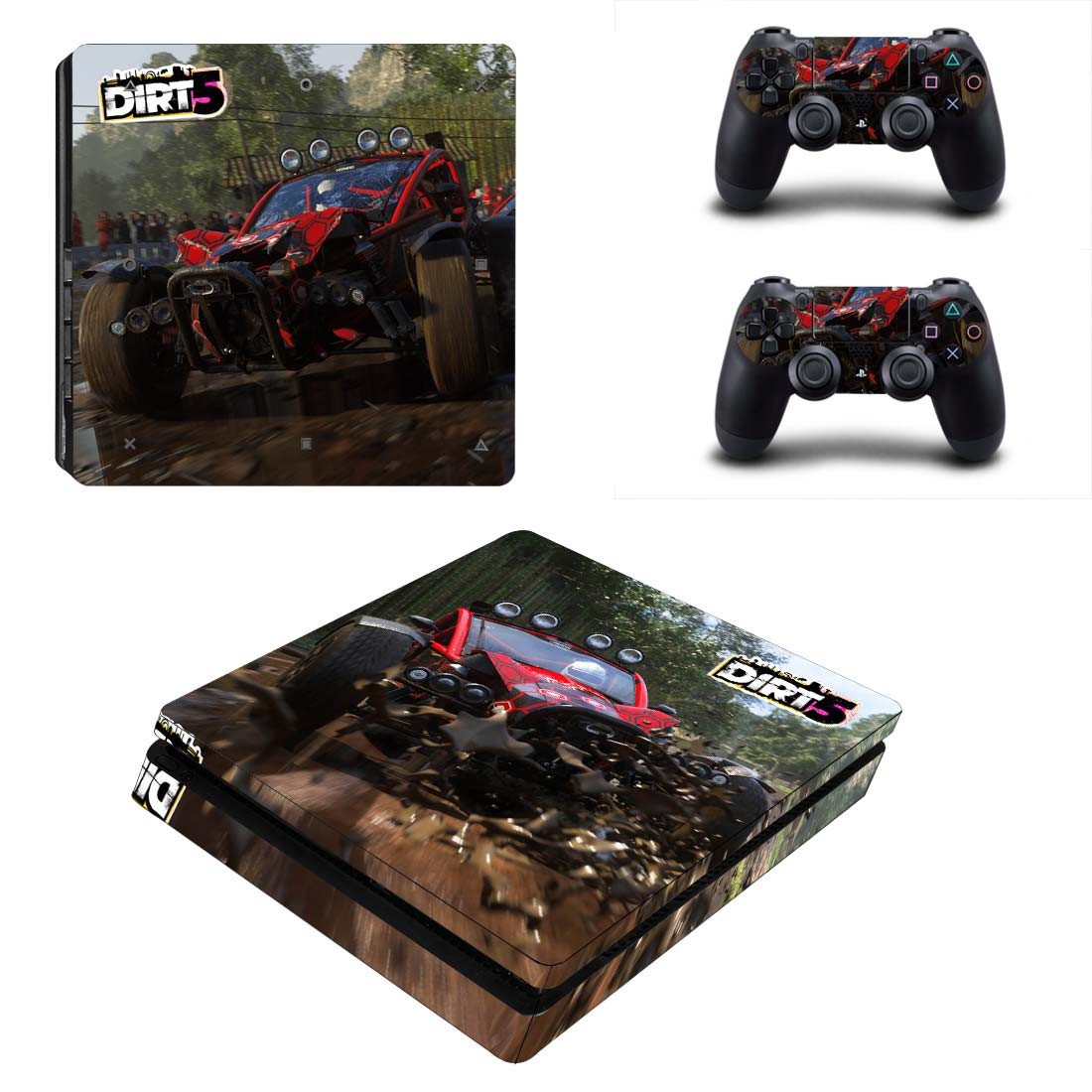 Dirt 5 decal skin for PS4 Slim Console & Controllers