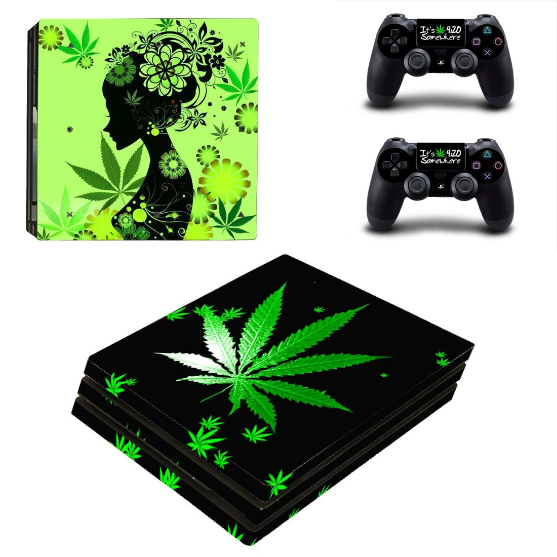 Weeds girl decal skin for PS4 Pro Console & Controllers