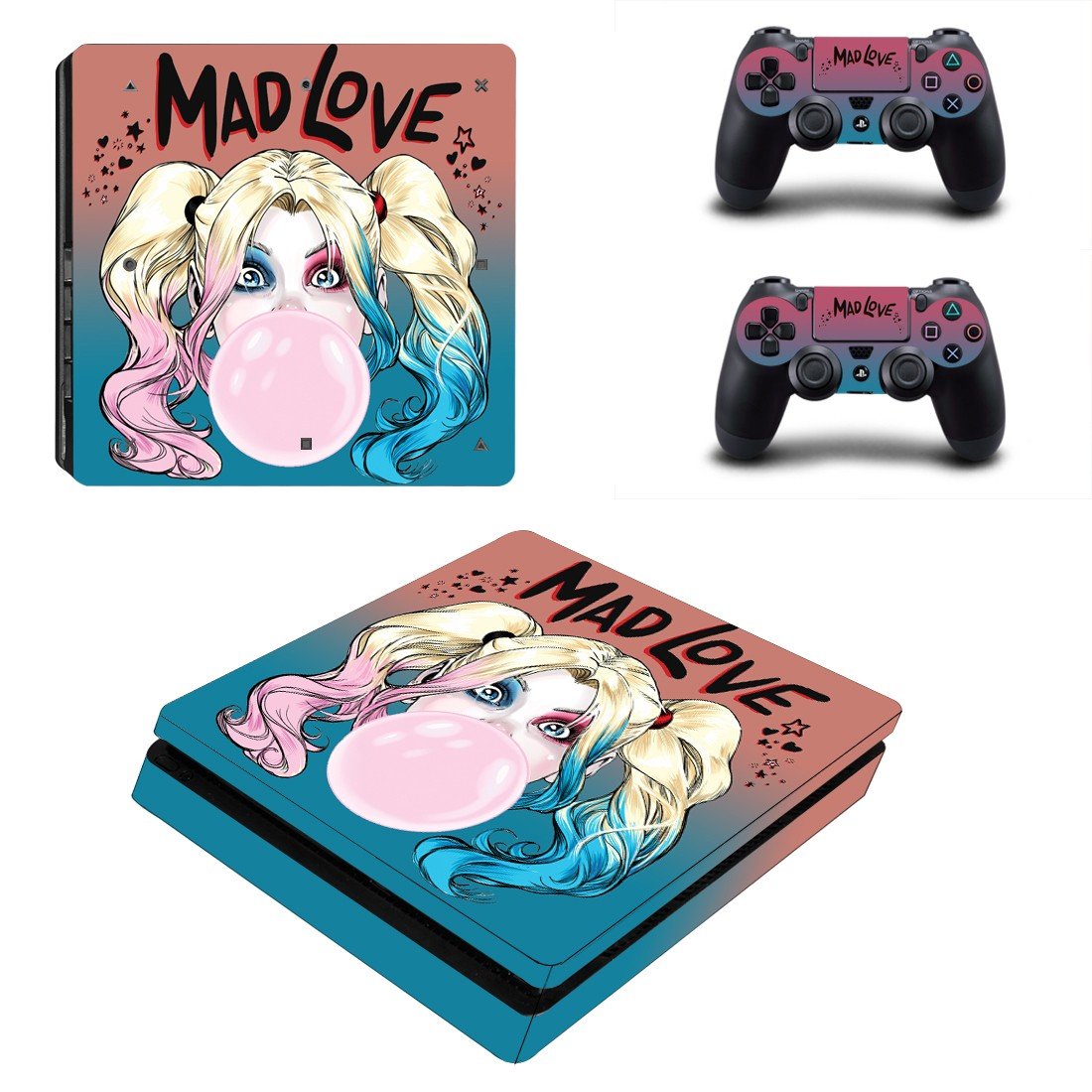 Harley Quinn decal skin for PS4 Slim Console & Controllers