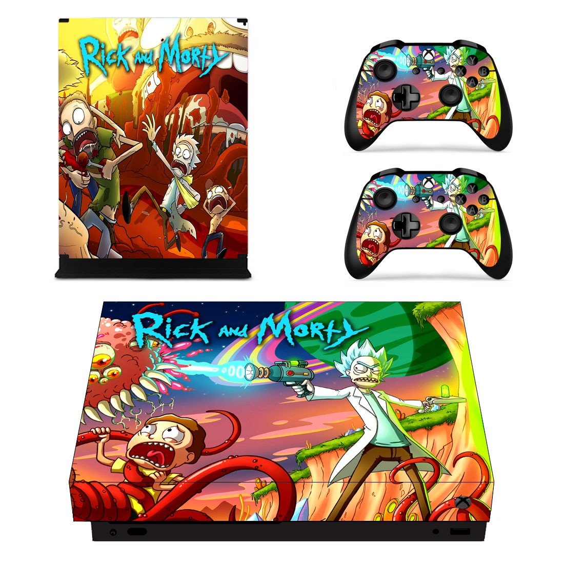 Rick and Morty decal skin for Xbox one X Console & Controllers
