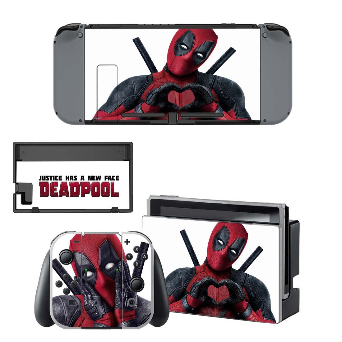 Deadpool decal skin for Nintendo Switch Console & Controllers