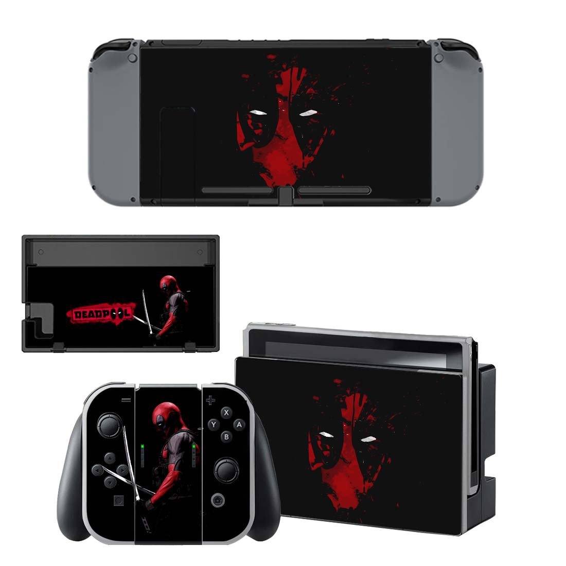 Deadpool decal skin for Nintendo Switch Console & Controllers