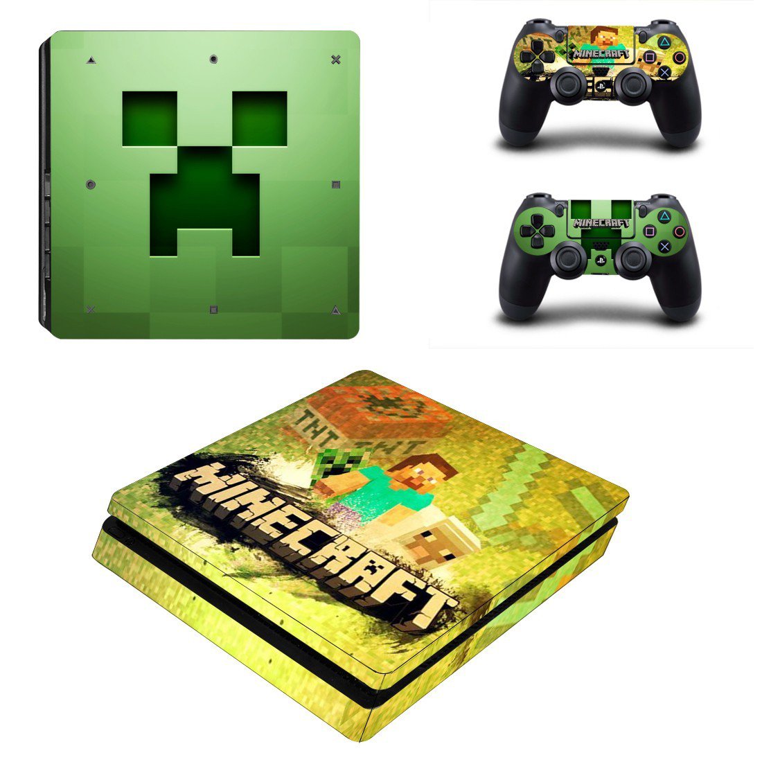 Minecraft decal skin for PS4 Slim Console & Controllers