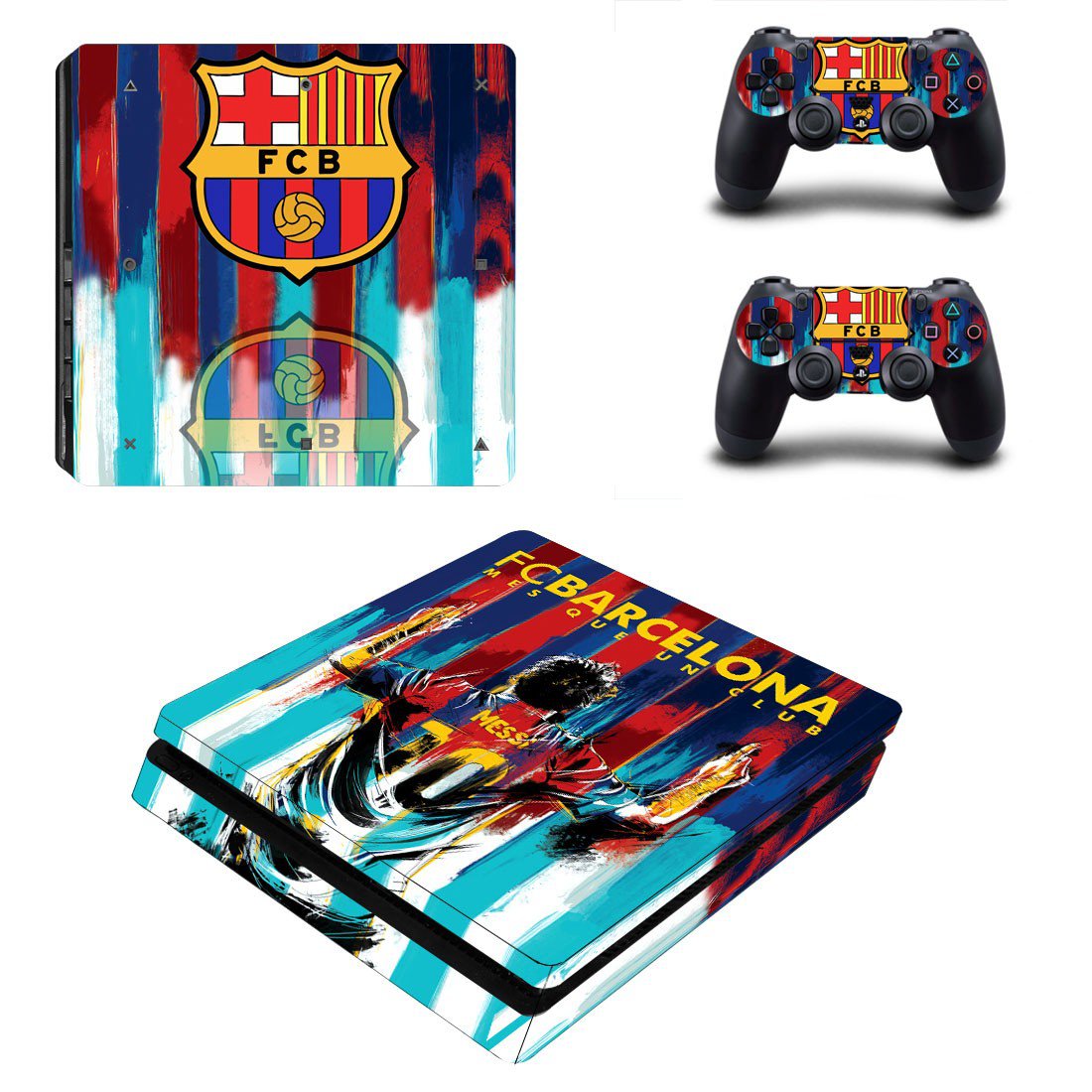 FC Barcelona Messi decal skin for PS4 Slim Console & Controllers