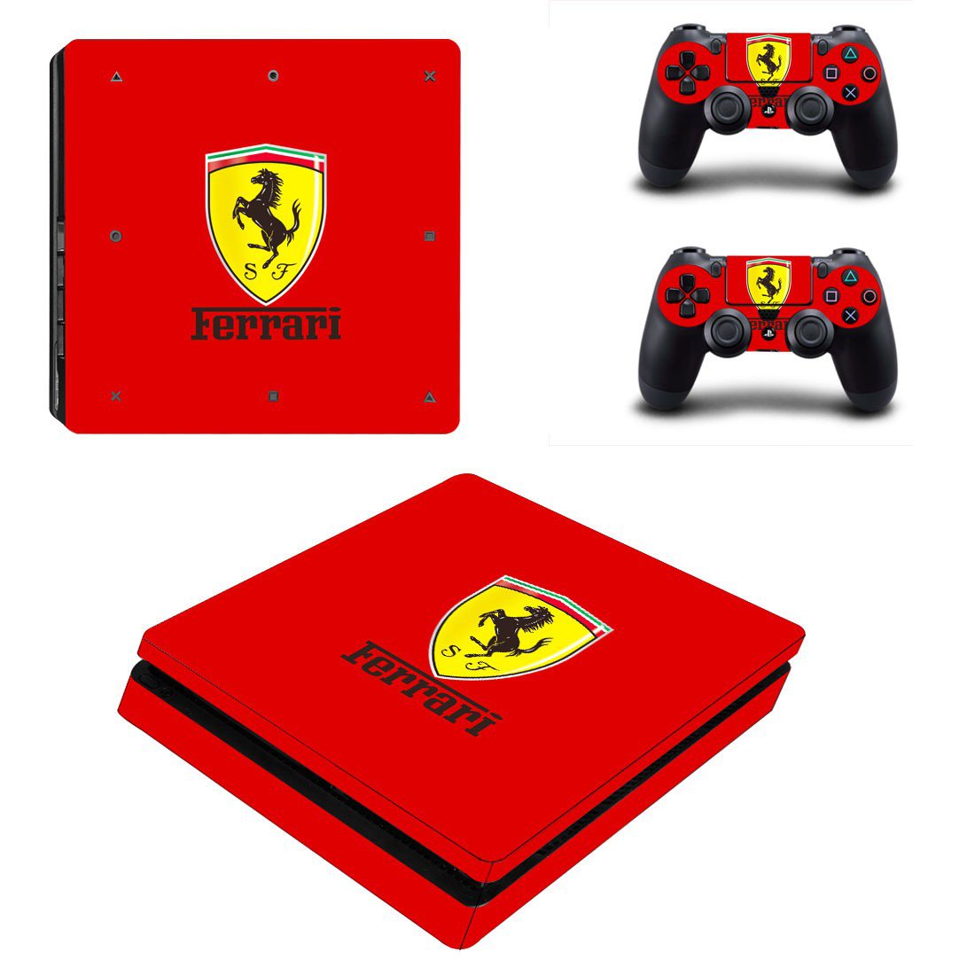 Ferrari decal skin for PS4 Slim Console & Controllers
