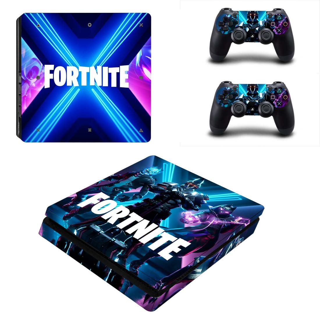 Fortnite decal skin for PS4 Slim Console & Controllers