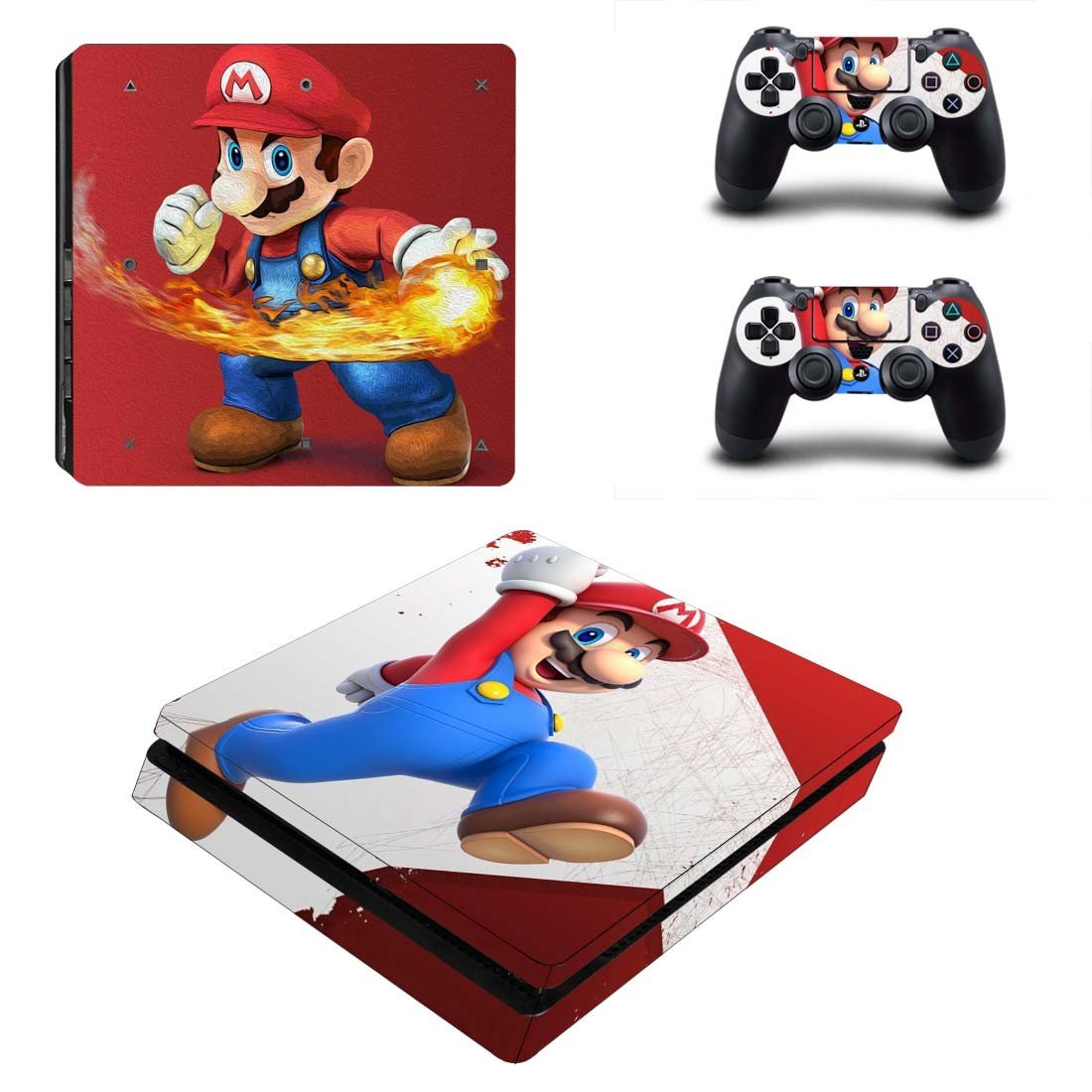 Super Mario decal skin for PS4 Slim Console & Controllers