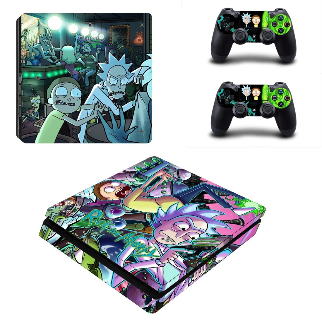 Rick and Morty decal skin for PS4 Slim Console & Controllers