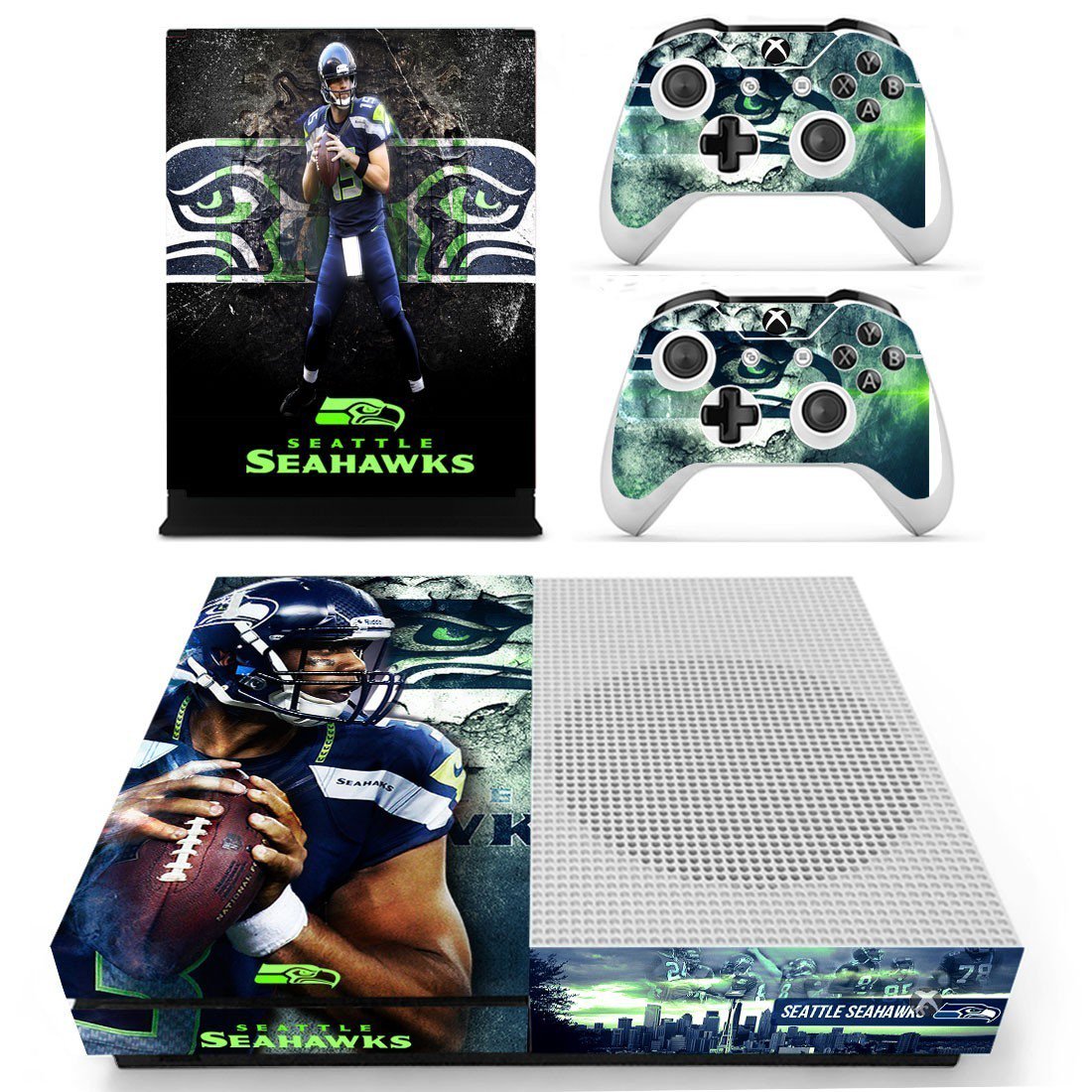 Seattle Seahawks decal skin for Xbox one S Console & Controllers