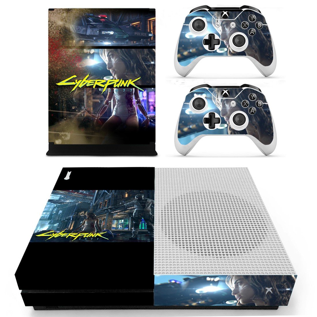 Cyberpunk decal skin for Xbox one S Console & Controllers