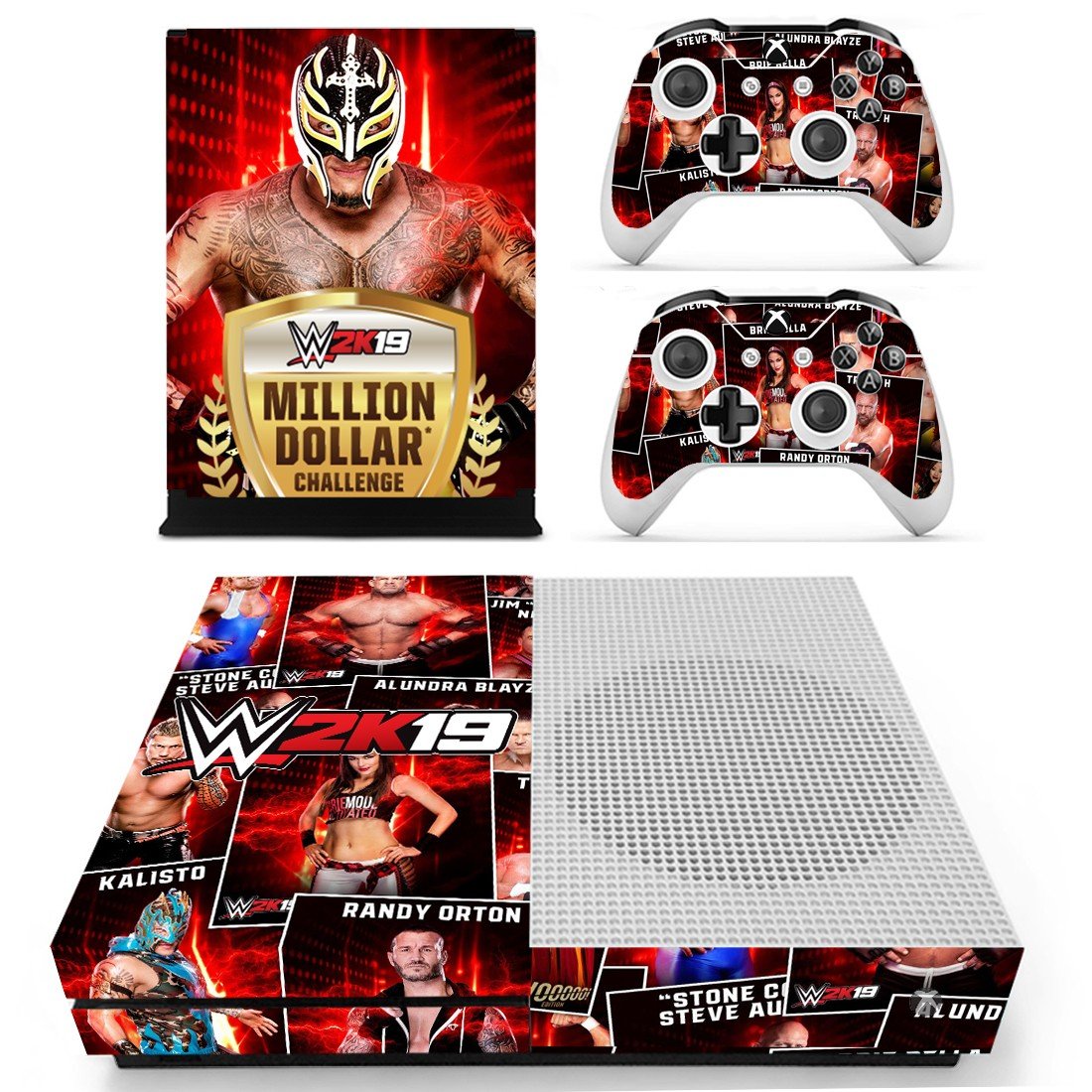 WWE 2K19 decal skin for Xbox one S Console & Controllers
