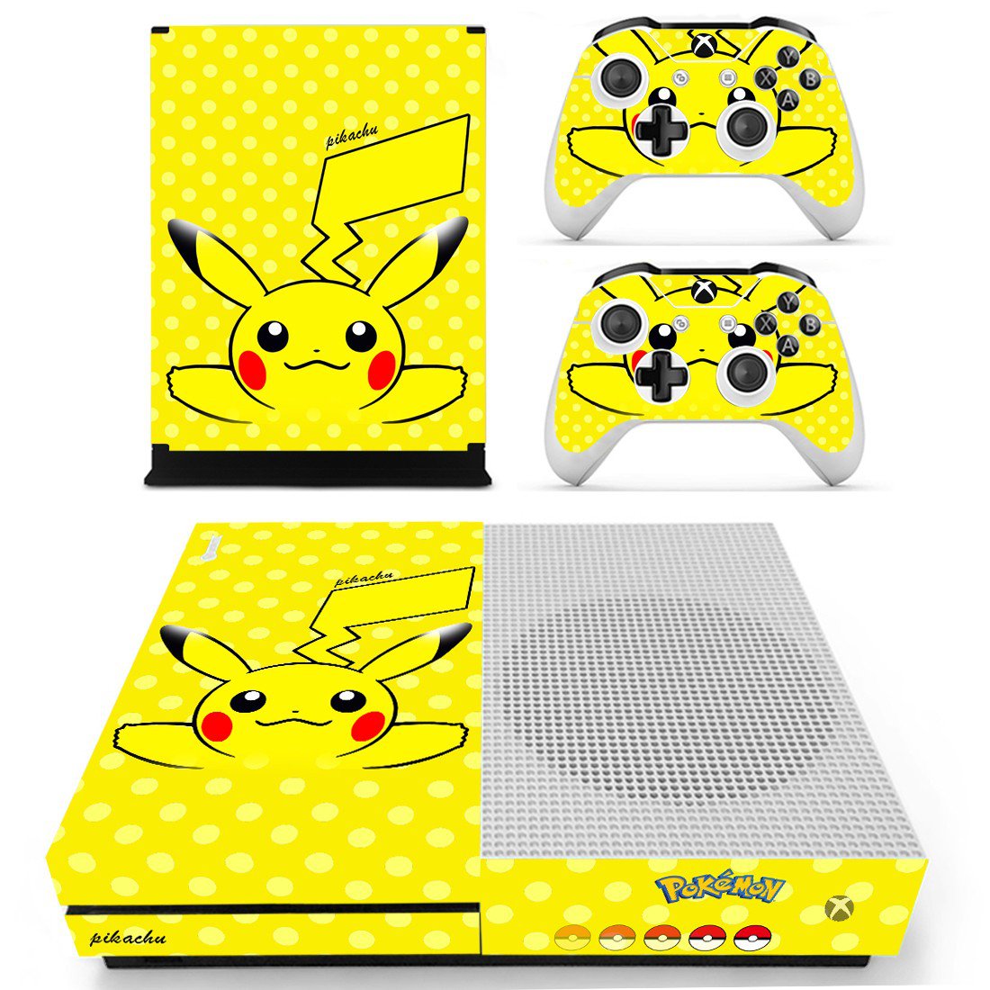 Pokemon go pikachu decal skin for Xbox one S Console & Controllers