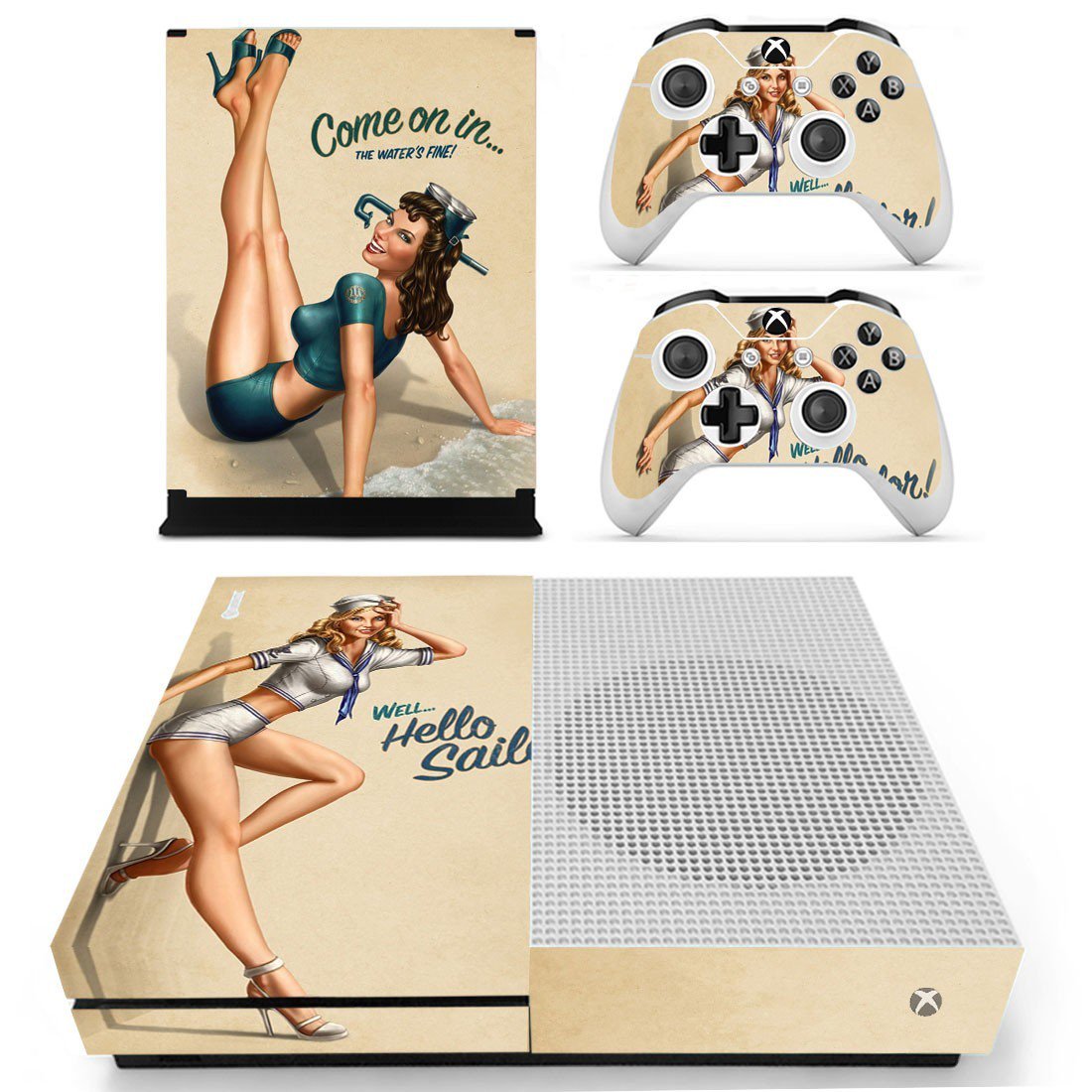 Pin Up Girl decal skin for Xbox one S Console & Controllers