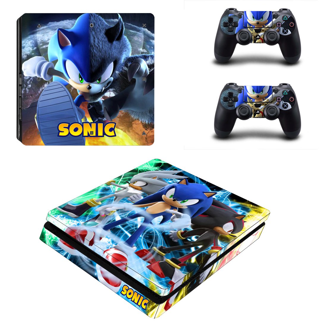 Sonic decal skin for PS4 Slim Console & Controllers