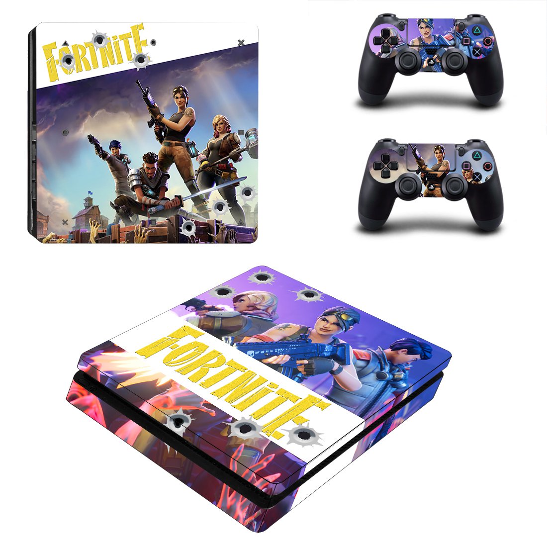Fortnite decal skin for PS4 Slim Console & Controllers