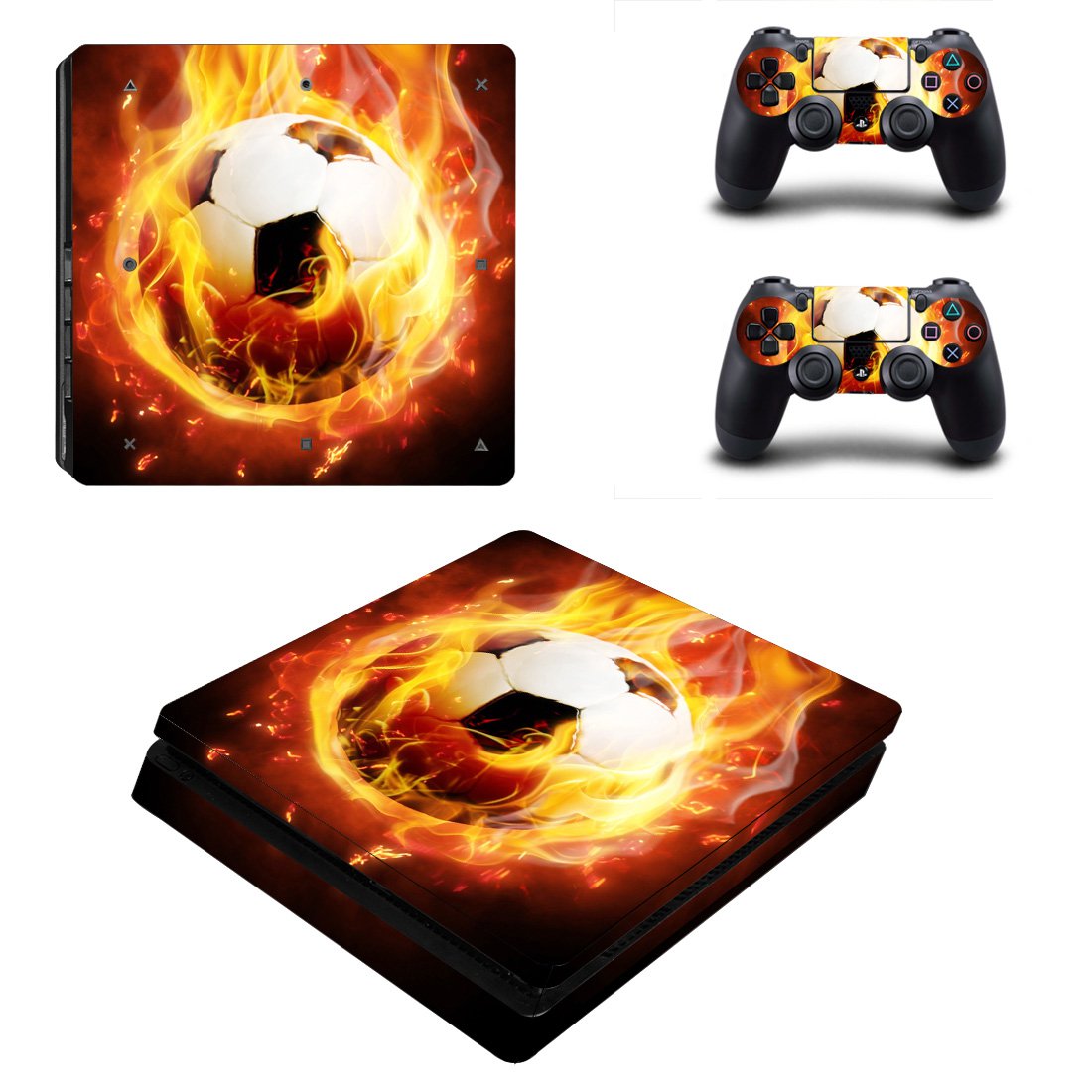 Fire Football decal skin for PS4 Slim Console & Controllers