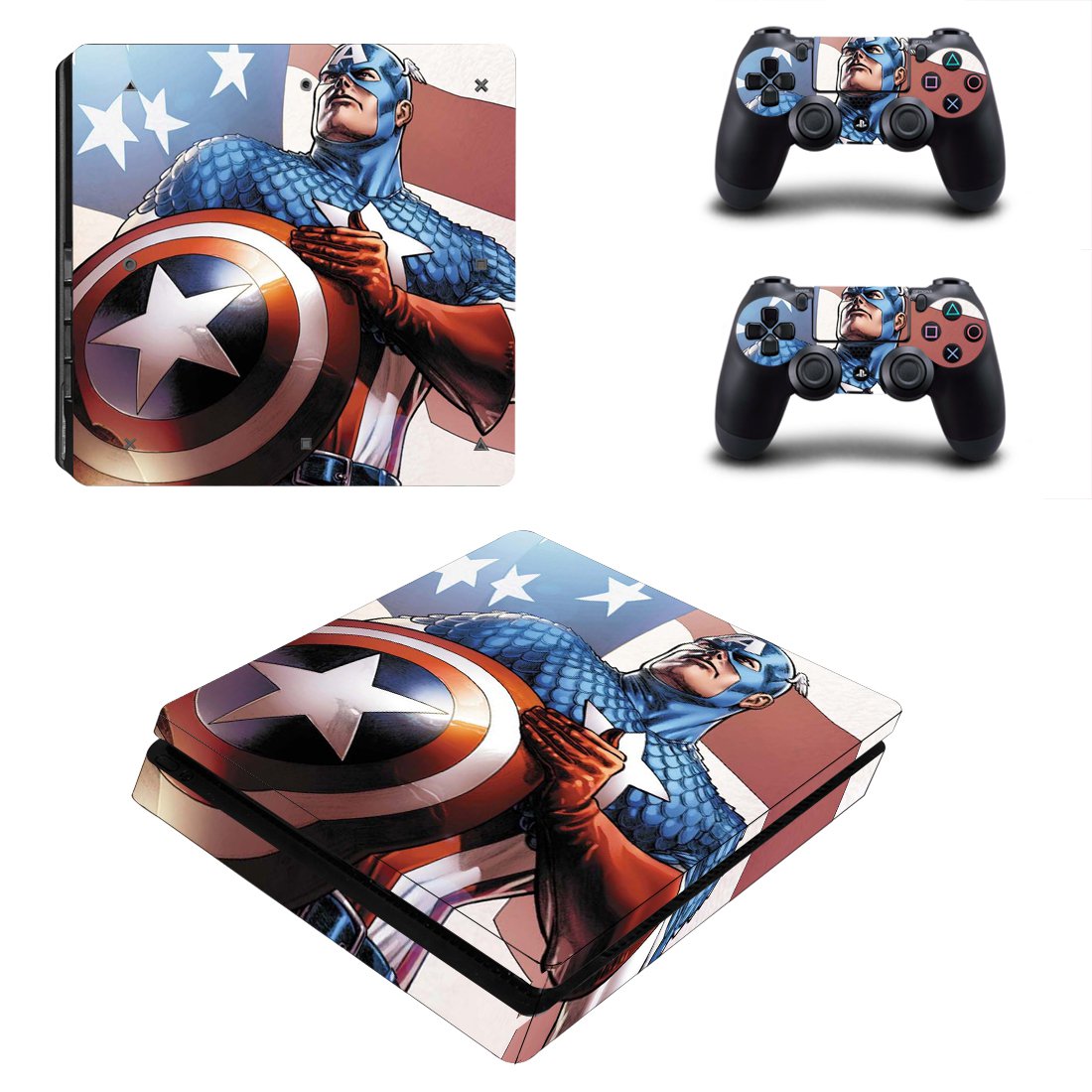 Captain America decal skin for PS4 Slim Console & Controllers