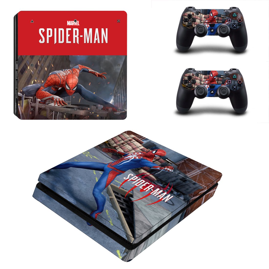 Spiderman decal skin for PS4 Slim Console & Controllers