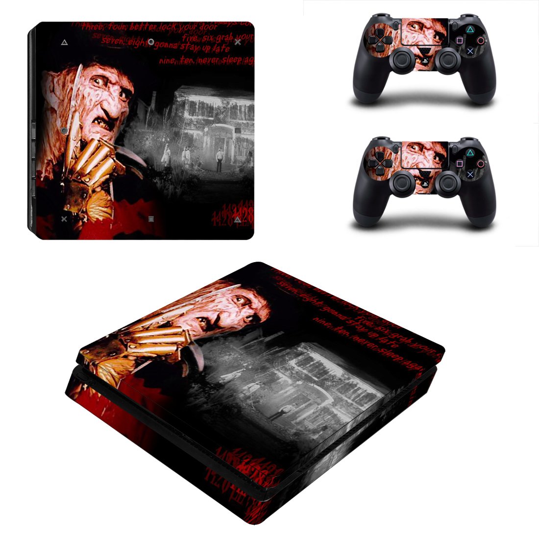 A Nightmare on Elm Street decal skin for PS4 Slim Console & Controllers