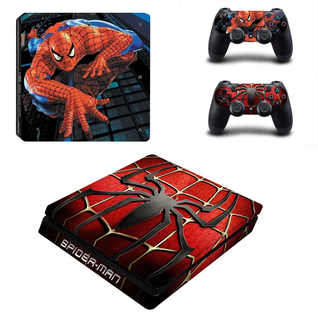 Spiderman decal skin for PS4 Slim Console & Controllers
