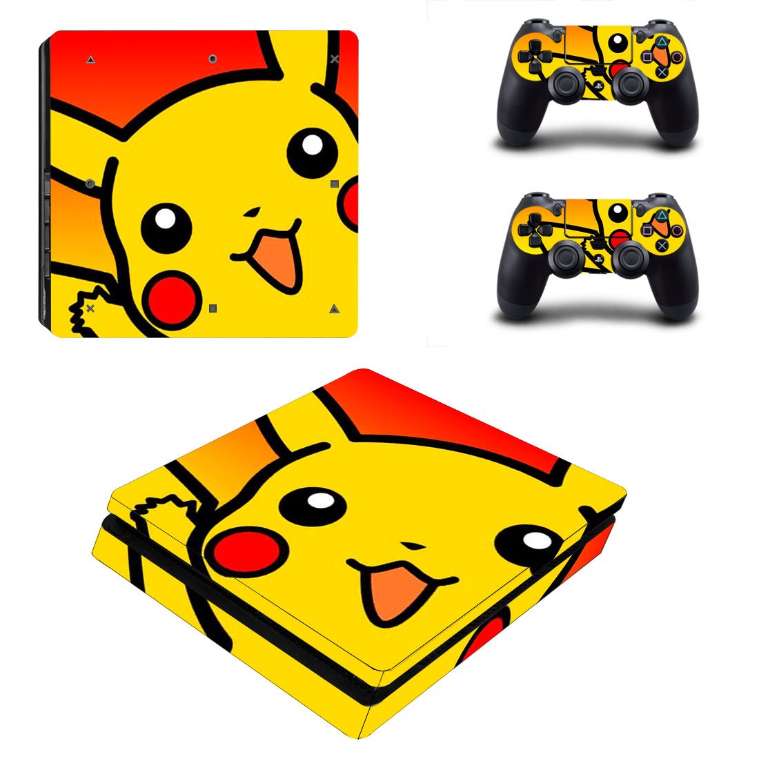 Pikachu decal skin for PS4 Slim Console & Controllers