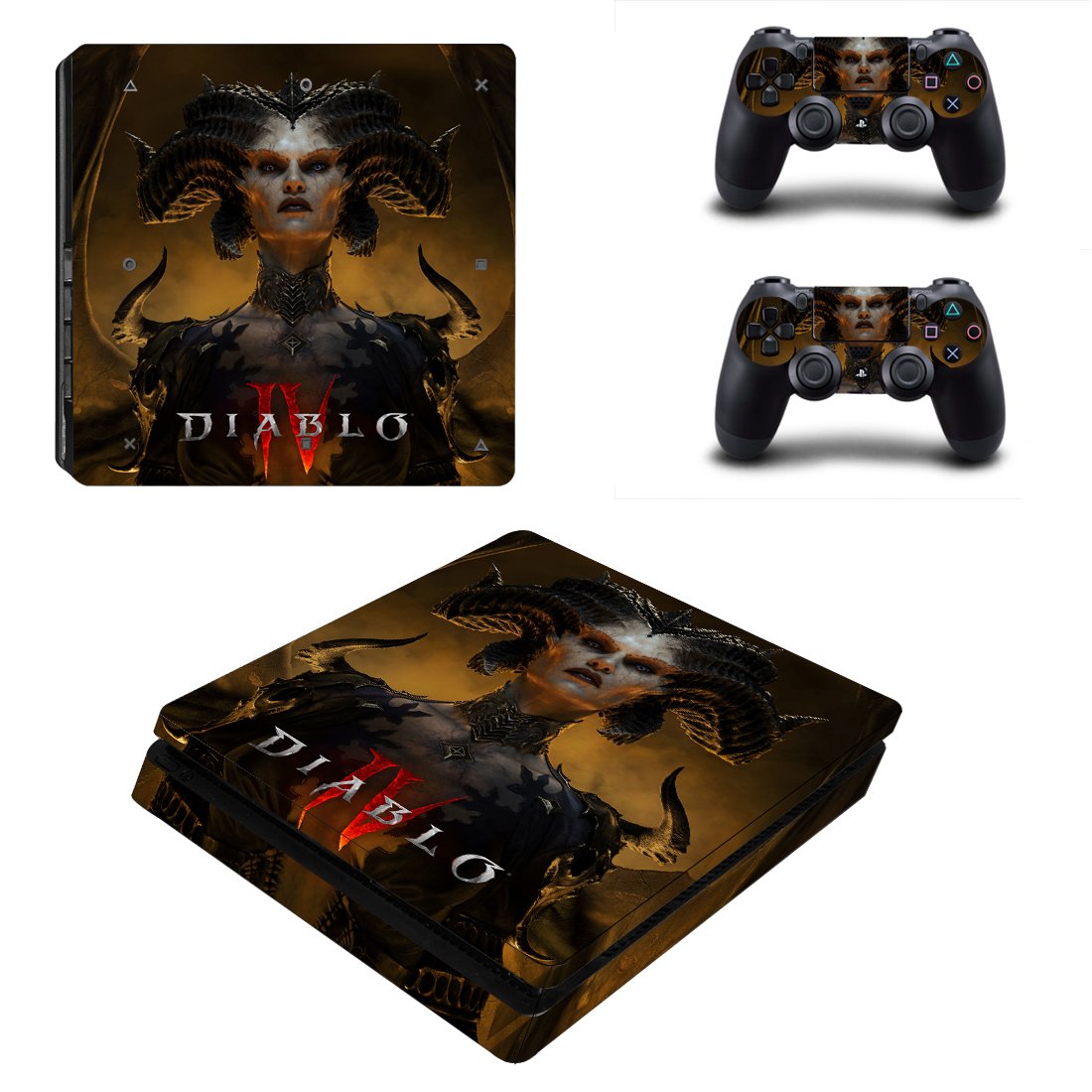Diablo 4 decal skin for PS4 Slim Console & Controllers