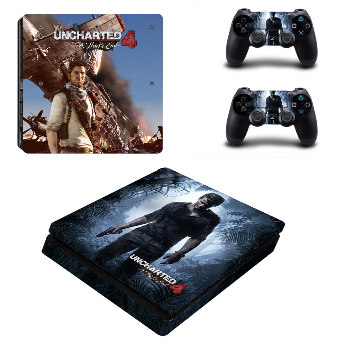 Uncharted 4 decal skin for PS4 Slim Console & Controllers