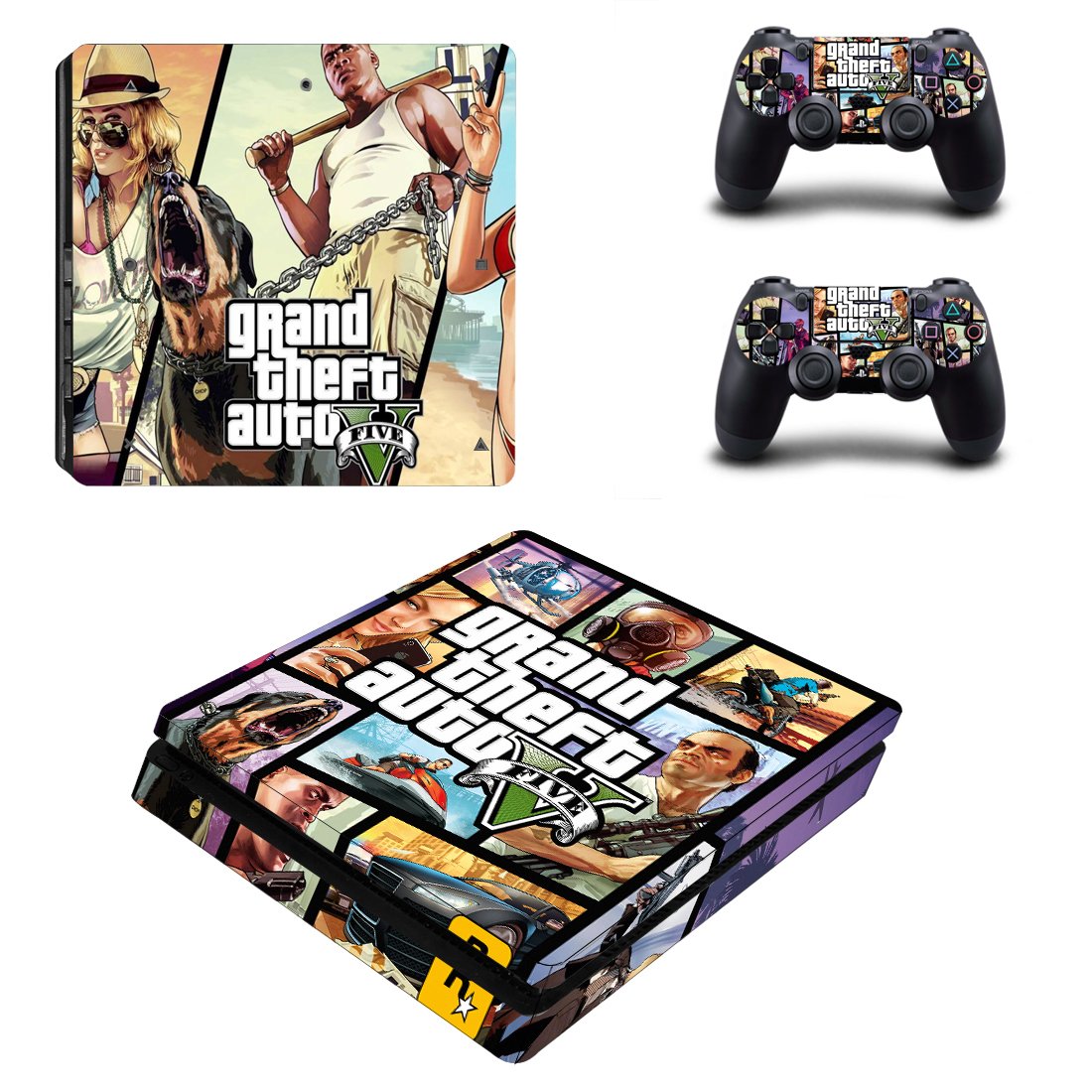 GTA 5 decal skin for PS4 Slim Console & Controllers