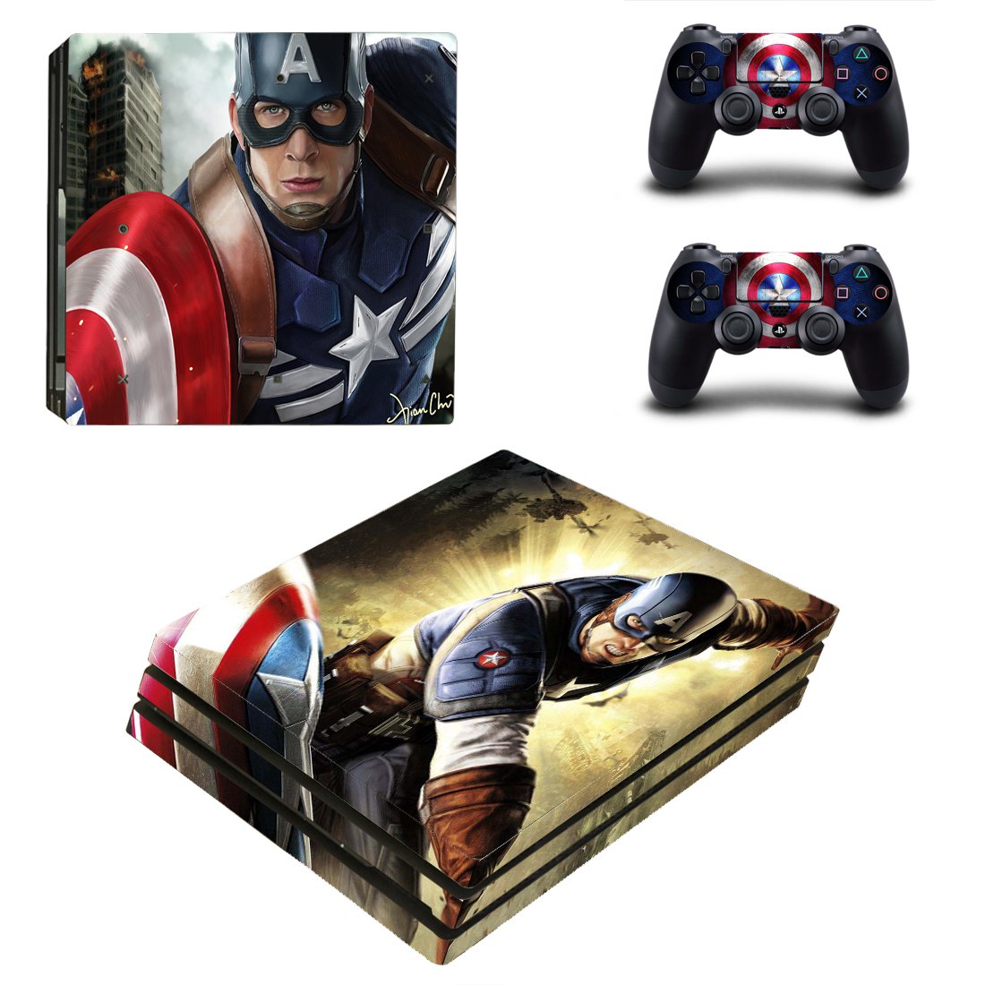 Captain America decal skin for PS4 Pro Console & Controllers
