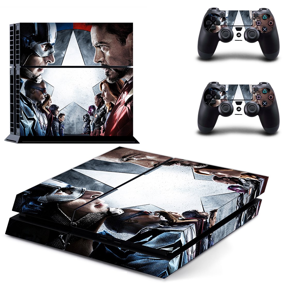 Captain America Iron Man decal skin for PlayStation 4 Console & Controllers