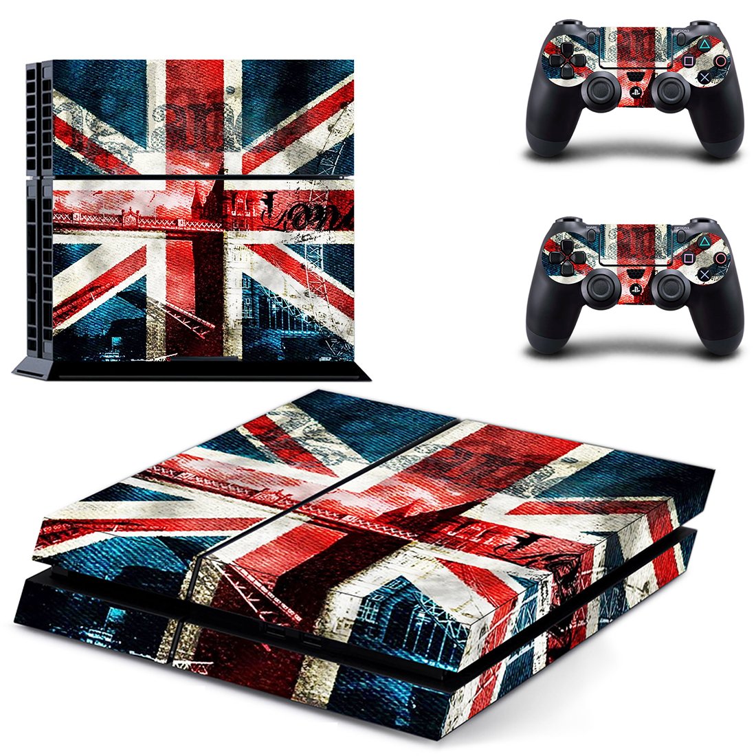 UK Flag decal skin for PlayStation 4 Console & Controllers
