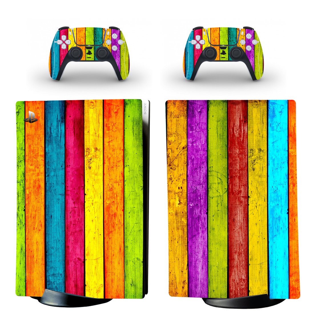 Wood Board decal skin for PS5 digital Console & 2 Controllers
