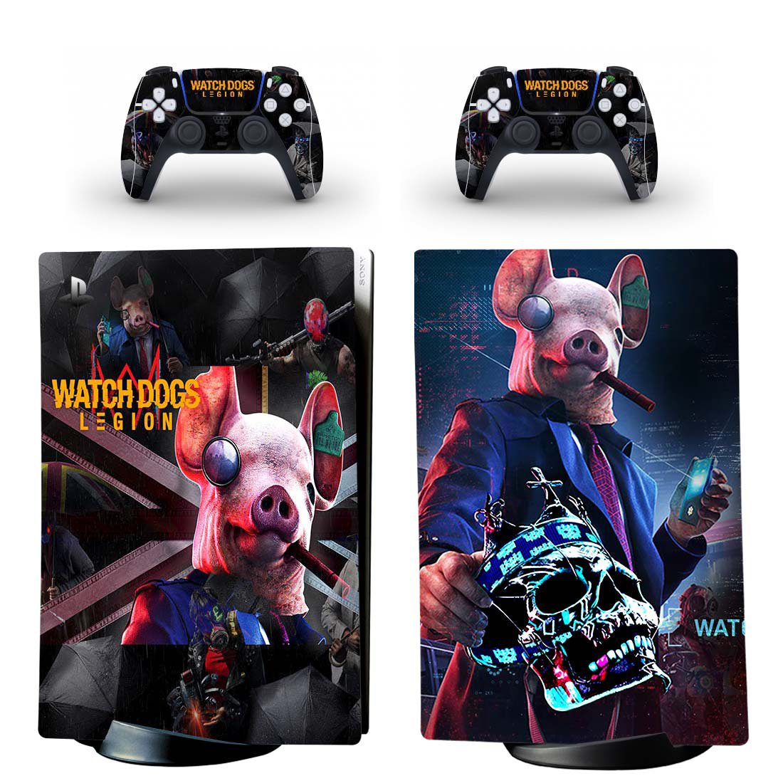 Watch Dogs Legion decal skin for PS5 digital Console & 2 Controllers