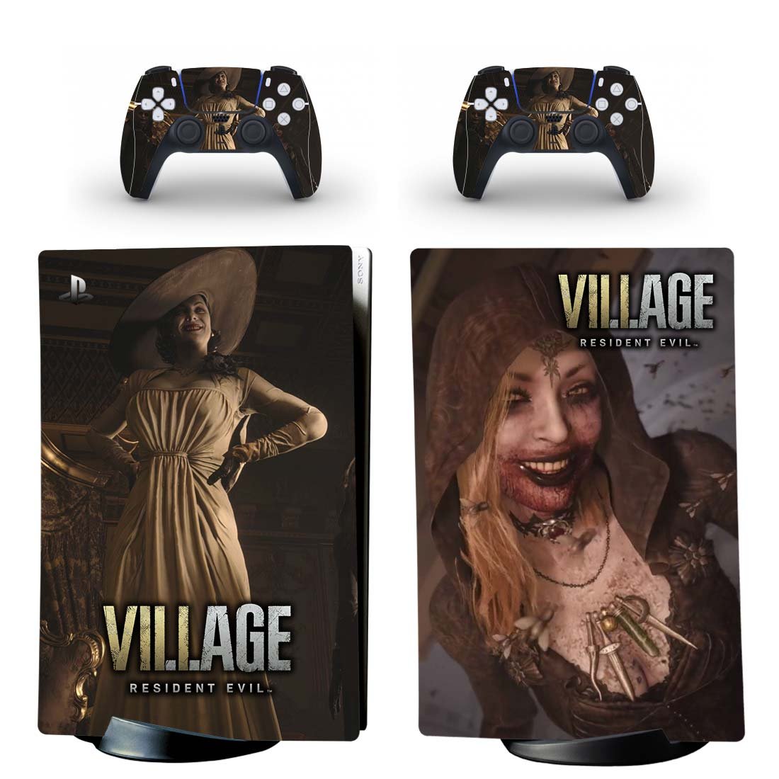 Resident Evil Village decal skin for PS5 digital Console & 2 Controllers