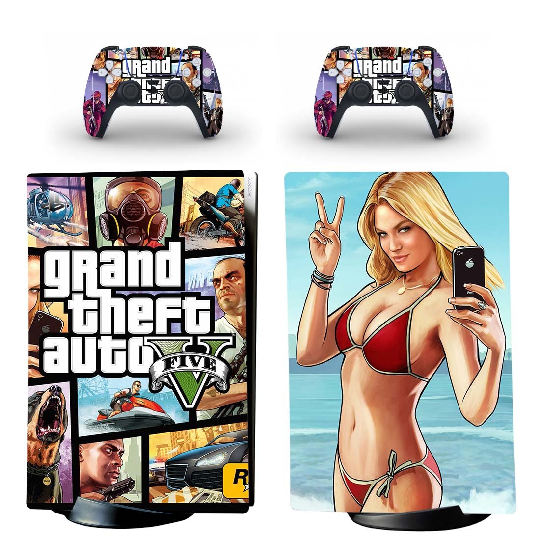 Grand Theft Auto 5 decal skin for PS5 digital Console & 2 Controllers