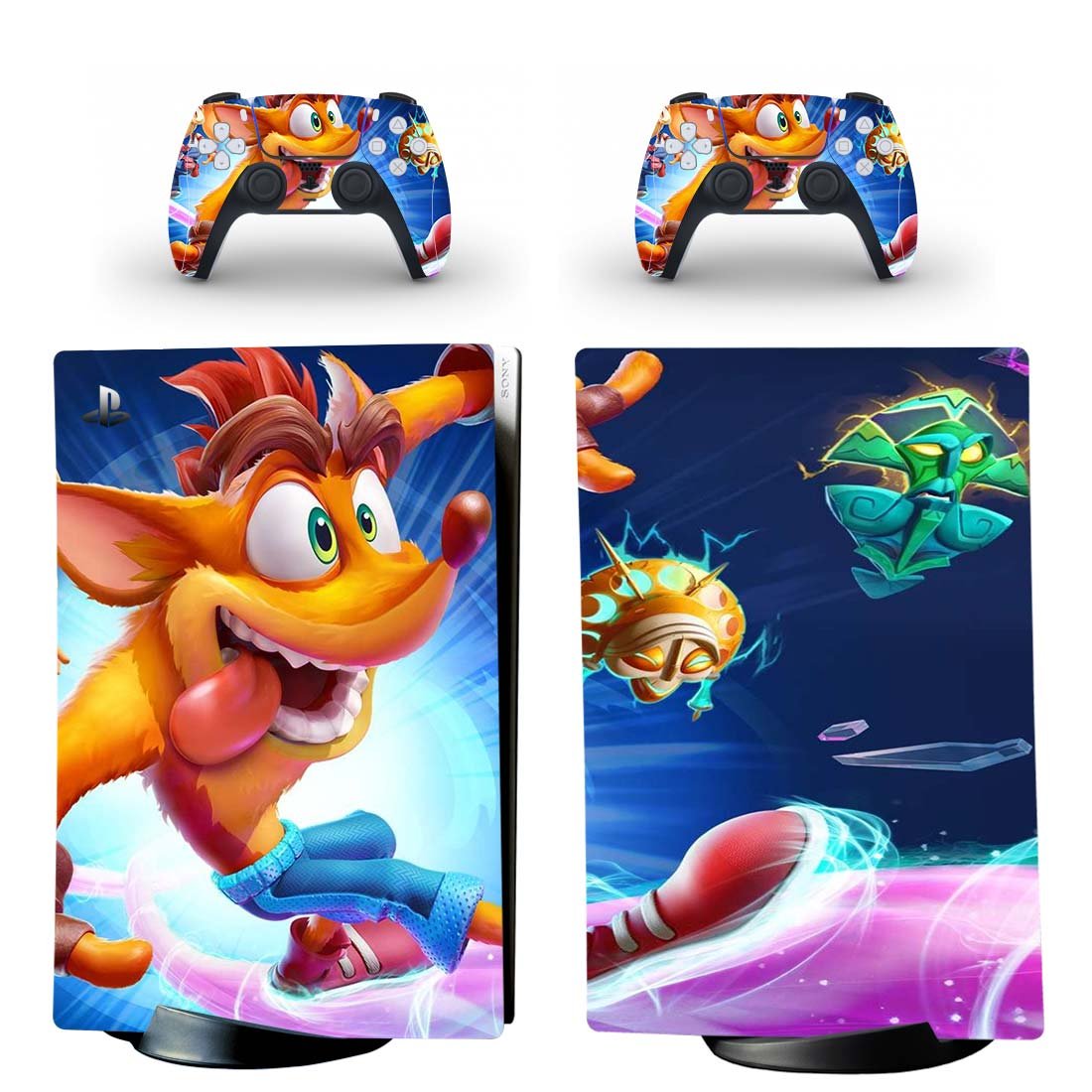 Crash Bandicoot decal skin for PS5 digital Console & 2 Controllers