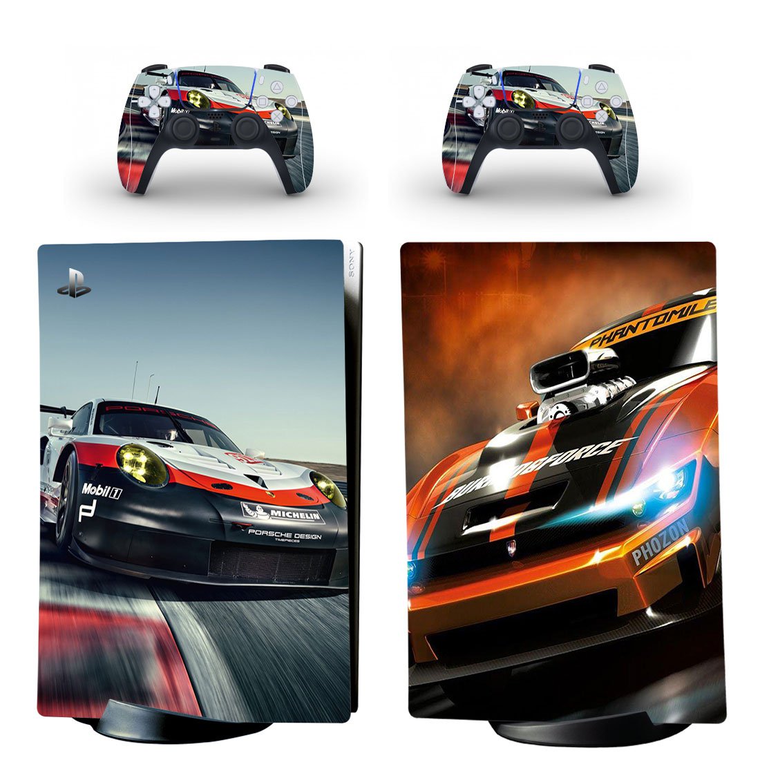 Car Racing decal skin for PS5 digital Console & 2 Controllers