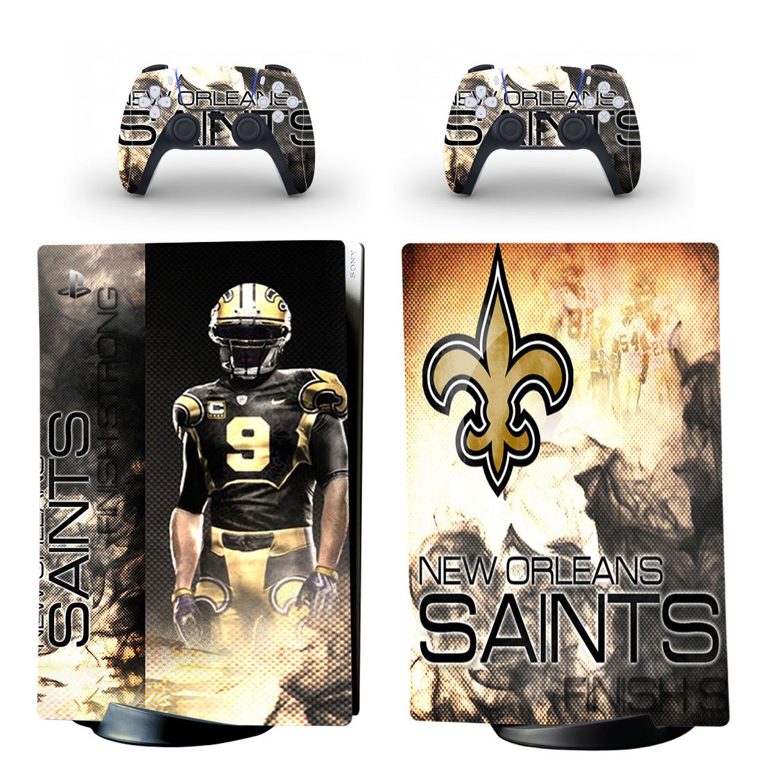 New Orleans Saints decal skin for PS5 digital Console & 2 Controllers
