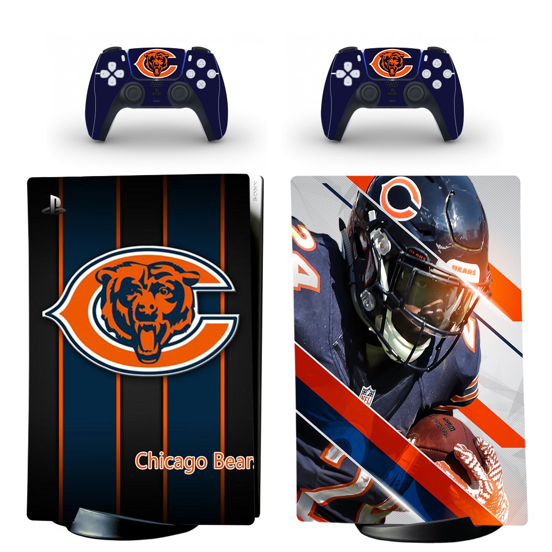 Chicago Bear decal skin for PS5 digital Console & 2 Controllers