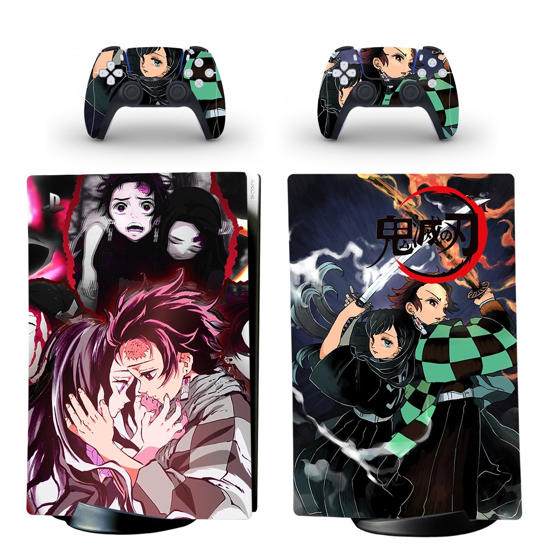 Demon Slayer decal skin for PS5 digital Console & 2 Controllers