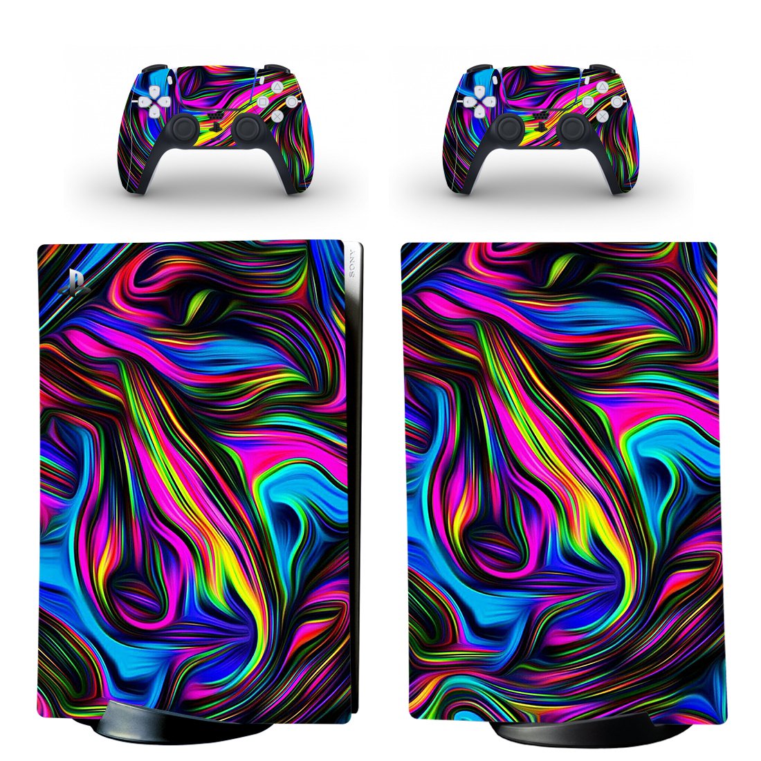 Digital Texture decal skin for PS5 digital Console & 2 Controllers