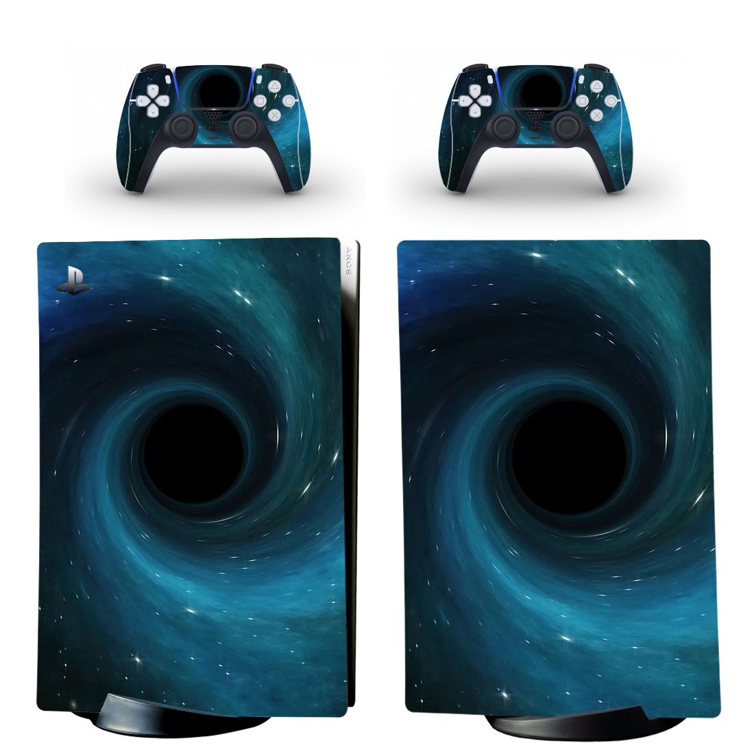 Turning Texture decal skin for PS5 digital Console & 2 Controllers