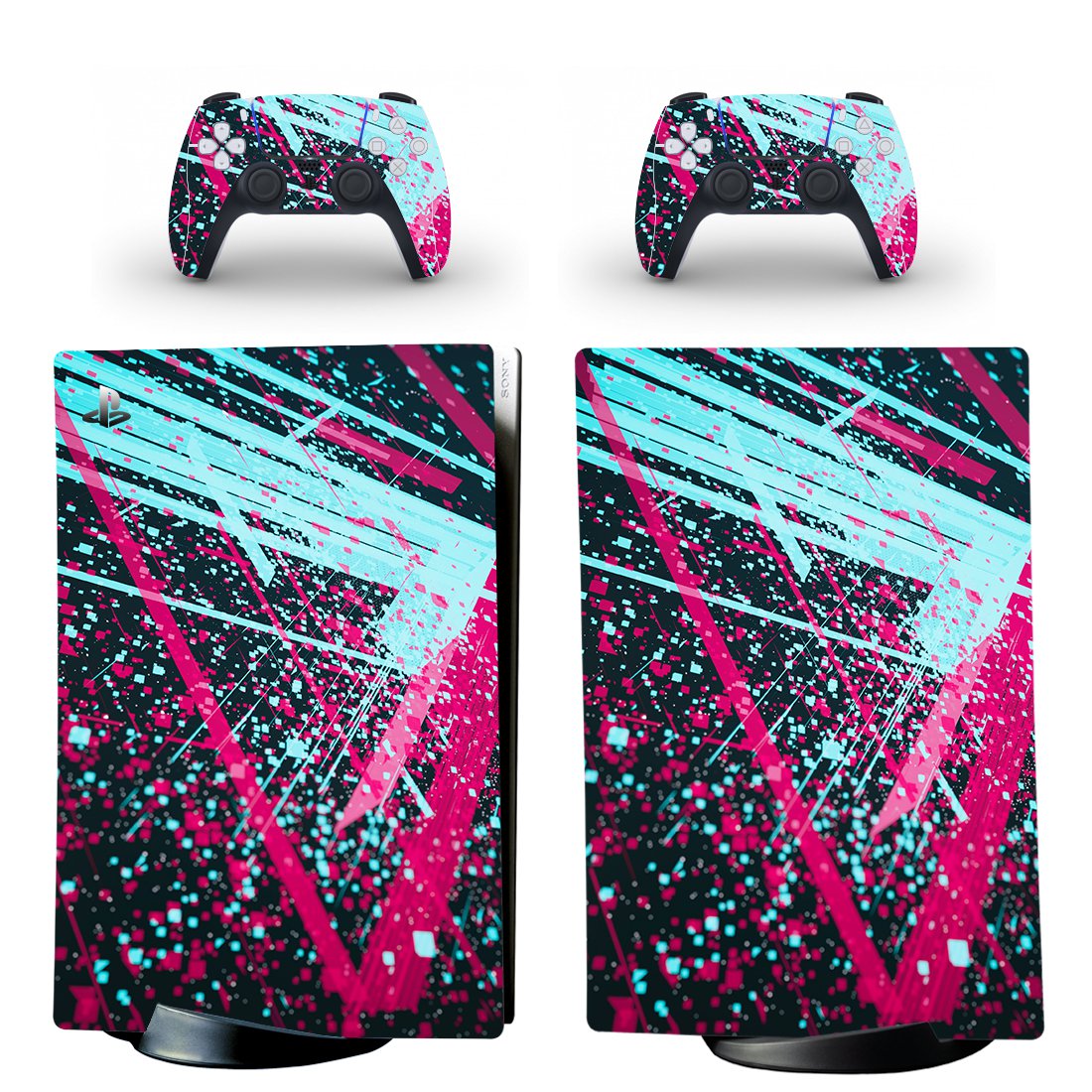 Digital Texture decal skin for PS5 digital Console & 2 Controllers