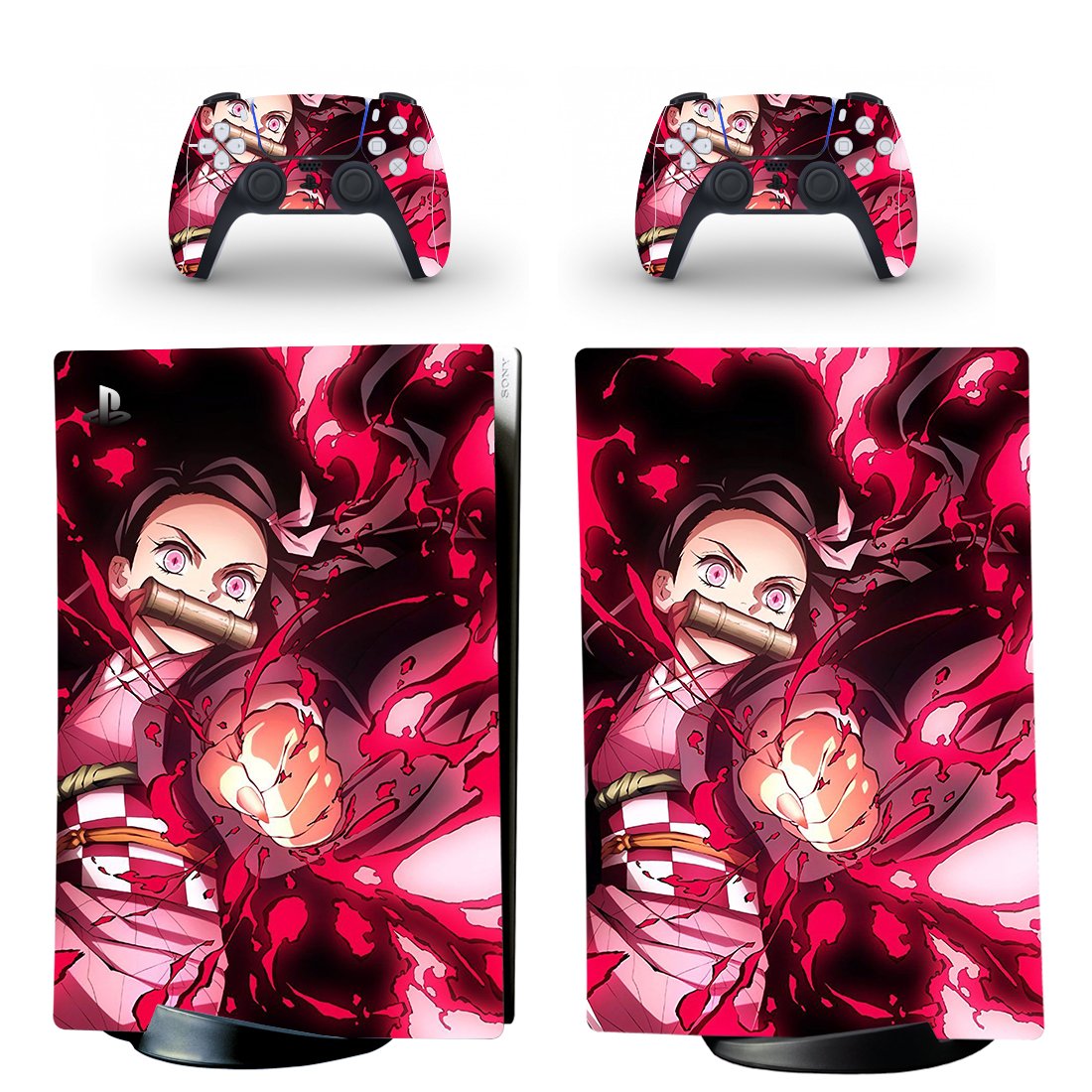 Demon Slayer decal skin for PS5 digital Console & 2 Controllers