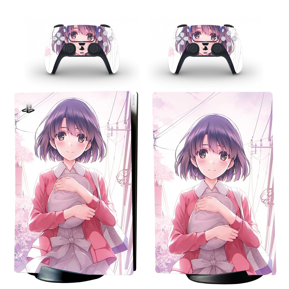 Anime decal skin for PS5 digital Console & 2 Controllers