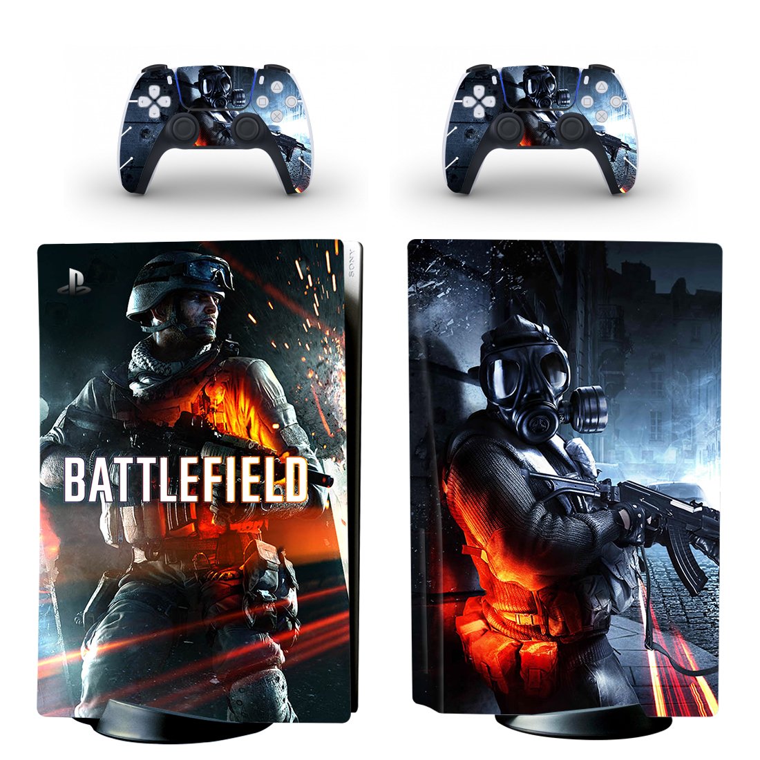 Battlefield decal skin for PS5 disc Console and 2 Controllers