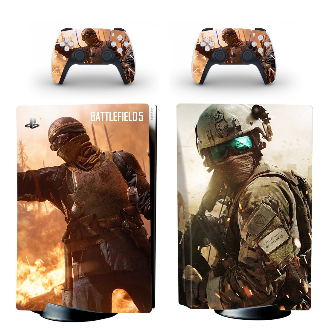 Battlefield 5 decal skin for PS5 disc Console and 2 Controllers