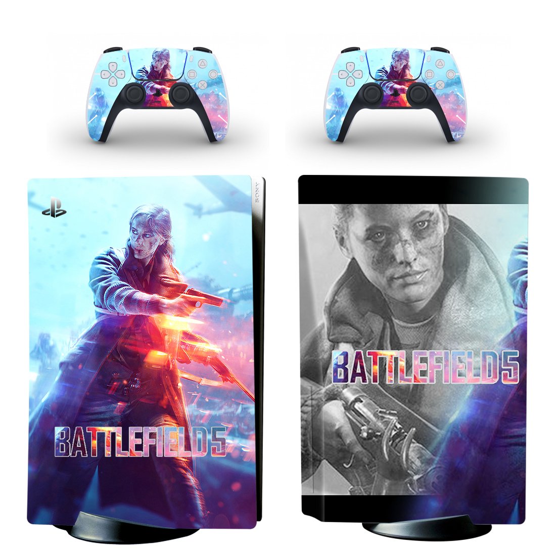 YSPF0068 Battlefield 5 decal skin for PS5 disc Console and 2 Controllers